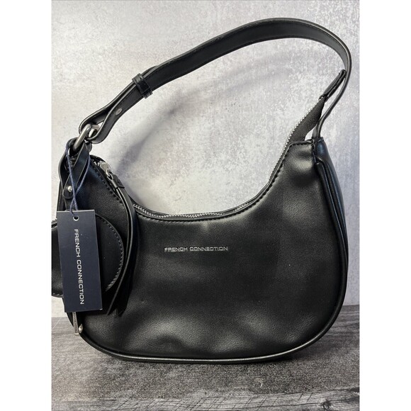 French Connection Sabrina Shoulder Bag With Accessory Pouch Black - Picture 1 of 8